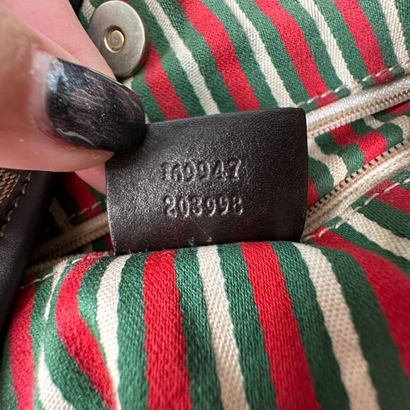 Gucci 169947 Monogram Hobo Dark Brown Canvas Shoulder Bag  READ DESCRIPTION - Picture 3 of 8